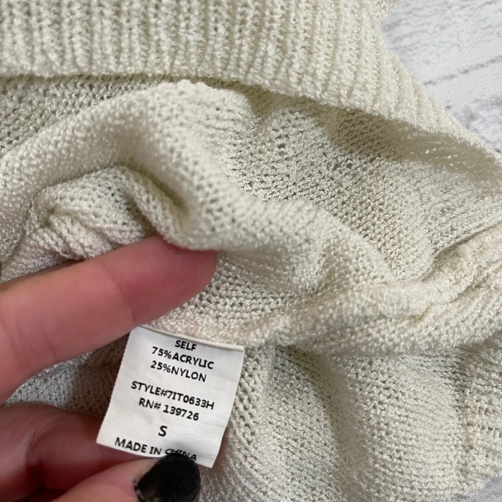 Women’s Honey Punch white sheer star print hooded sweater S - Picture 6 of 7